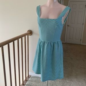 Mint green/ Tiffany blue dress.